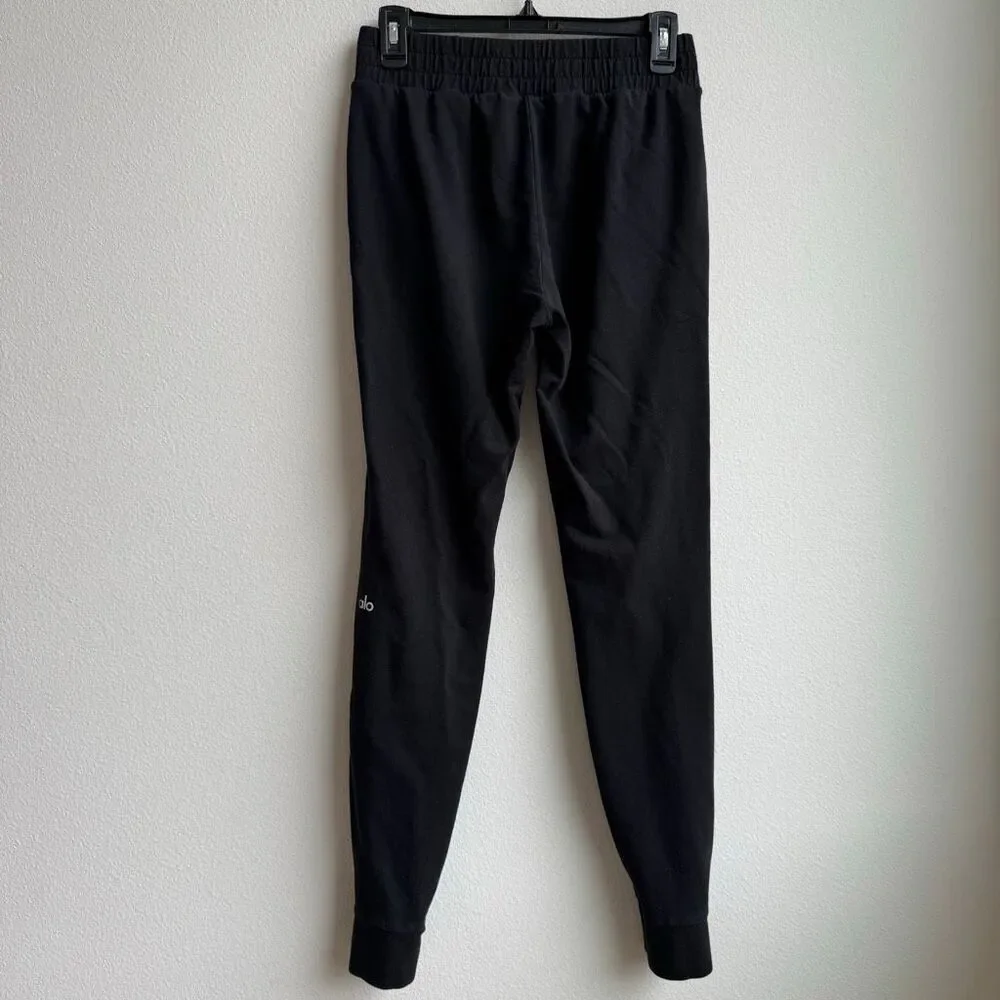 Alo Women Sweatpant Medium? Black Drawstring Waist Modal Athleisure Jogger Logo